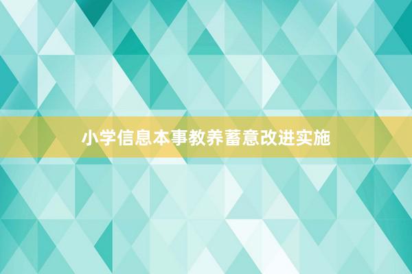小学信息本事教养蓄意改进实施