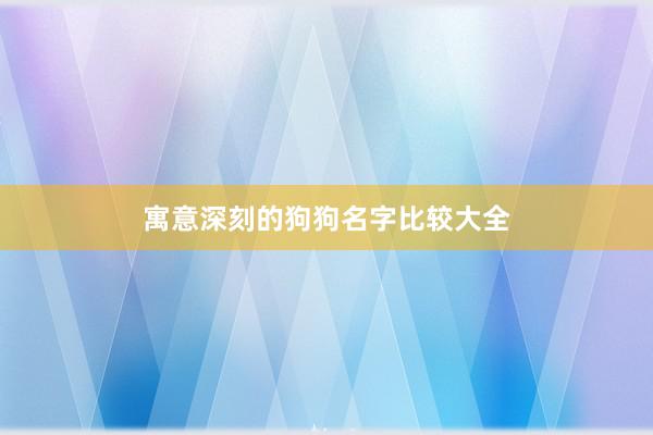 寓意深刻的狗狗名字比较大全
